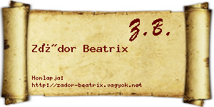 Zádor Beatrix névjegykártya