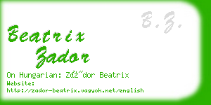 beatrix zador business card